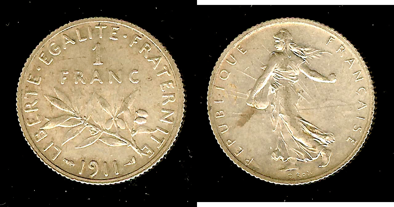 1 franc Semeuse 1911 AU+